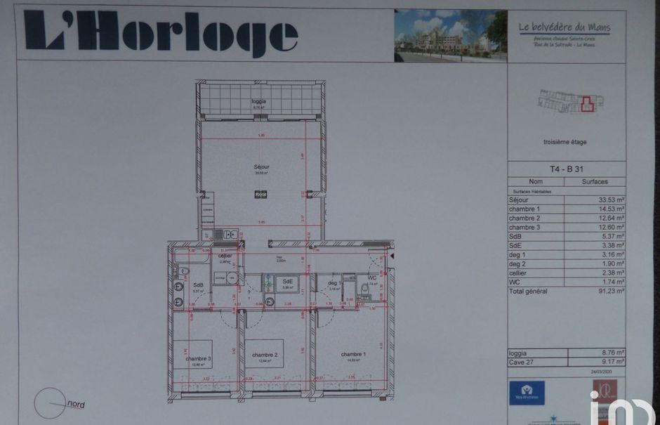 Vente appartement 4 pièces 91 m² à Le Mans (72000), 263 395 €