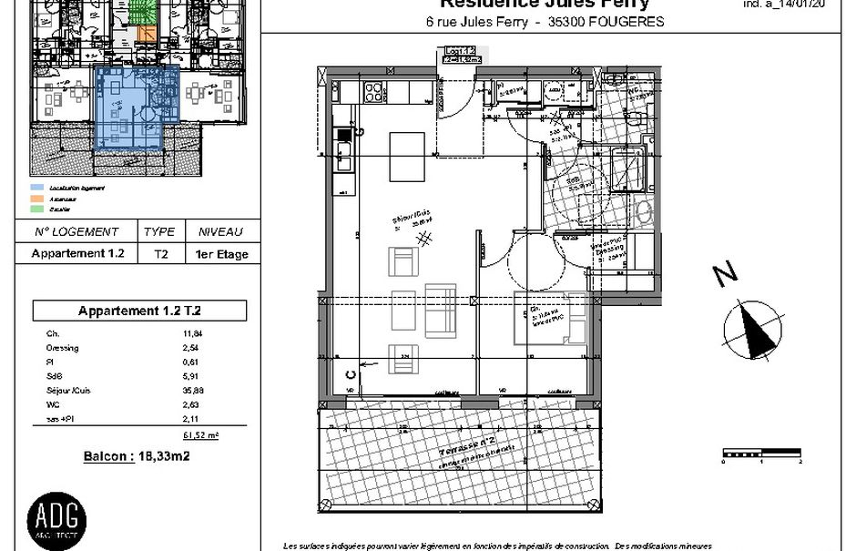 Vente appartement 2 pièces 61.5 m² à Fougeres (35300), 211 068 €