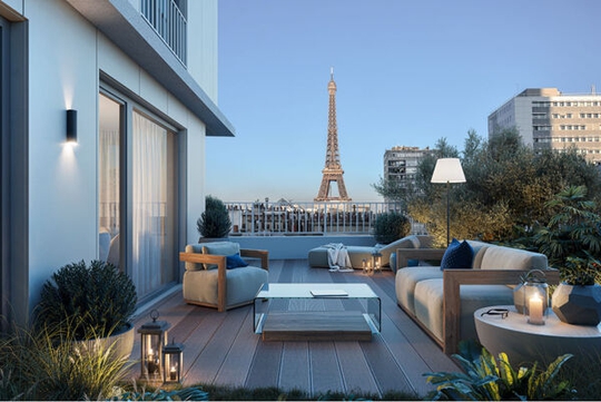A Vendre. Appartements avec vue Seine et Tour Eiffel. Terrasses panoramiques.