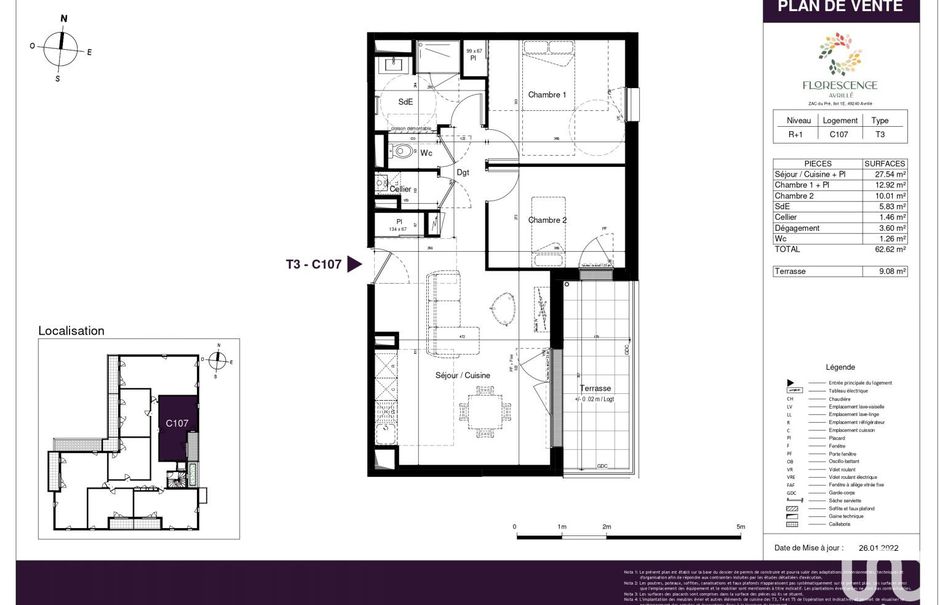 Vente appartement 3 pièces 62 m² à Avrille (49240), 220 450 €