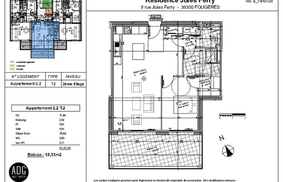 Vente appartement 3 pièces 67 m² à Fougeres (35300), 211 068 €
